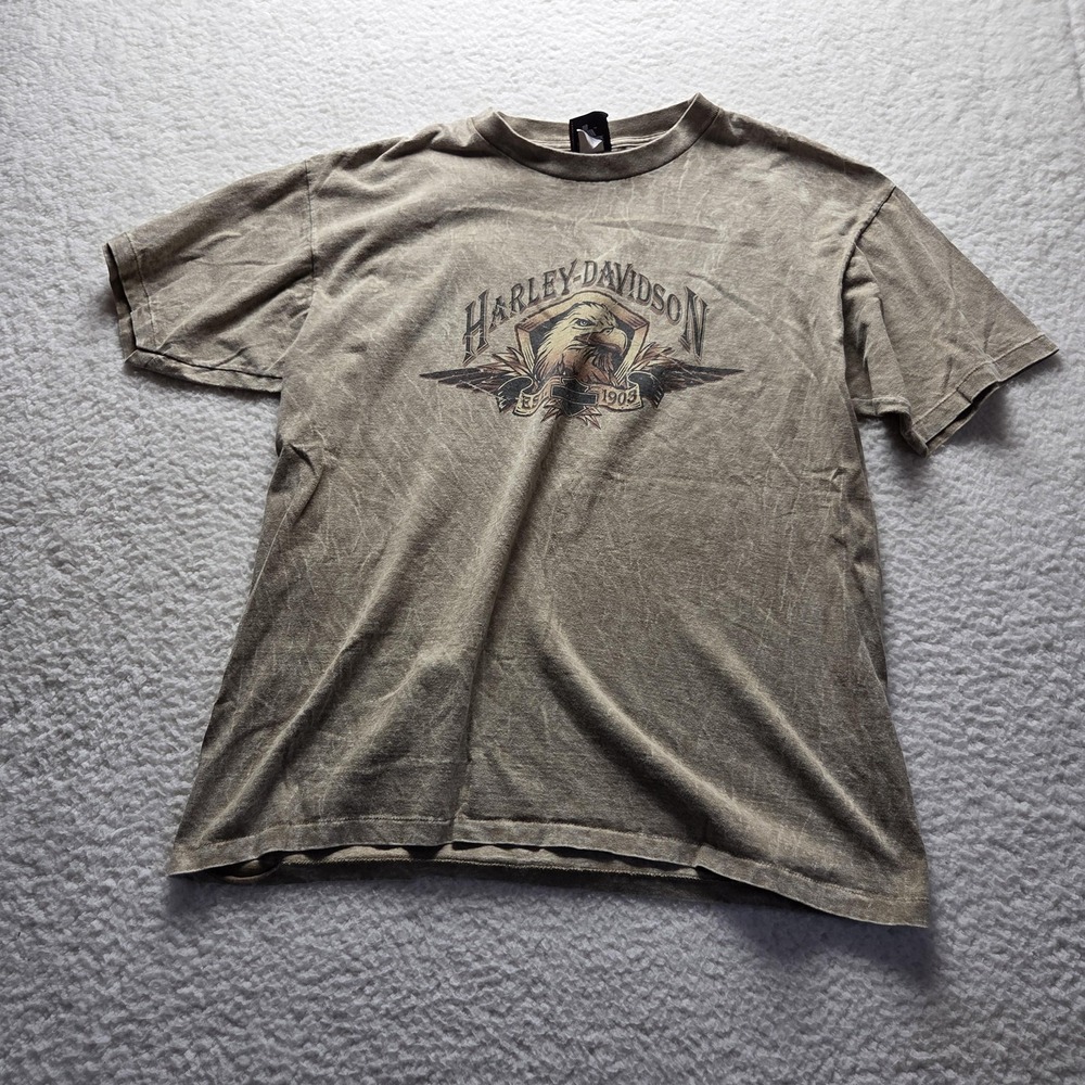 Harley-Davidson Shirt Mens Large Brown Eagle Graphic Tee McDaniels South Bend IN
